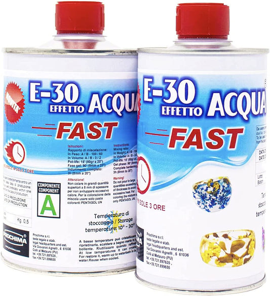 E-30 fast resina epossidica trasparente e rapida  A+B da 800 gr Prochima